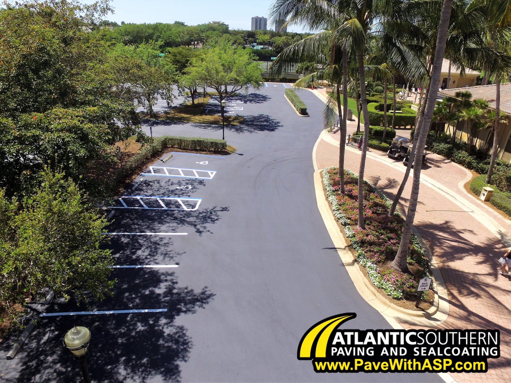 Another seal and stripe completed by our ASPCrew in Florida!.  PaveWithASP for all of your parking lot maintenance needs by calling 1-833-PAVE-ASP