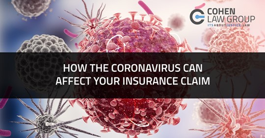 How the Coronavirus Can Affect Your Insurance Claim By Bobby Parsons  / Cohen Law Group
